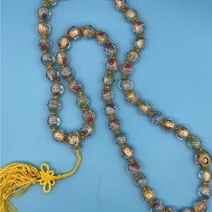 Reverse Painted Glass Prayer Beads Vintage